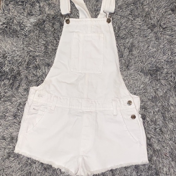 American Eagle Outfitters Pants - White Denim Overalls - American Eagle